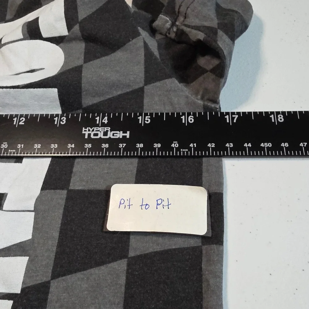 Fortnite Boys Size L 10/12 T-Shirt Grey Black Warped Checkerboard Graphic Tee